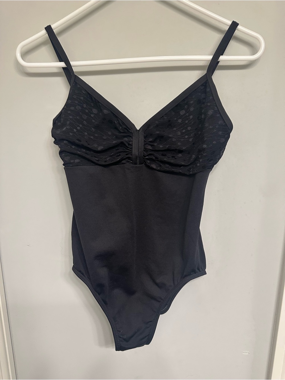 Motionwear Black Sheer Dot bust leotard
